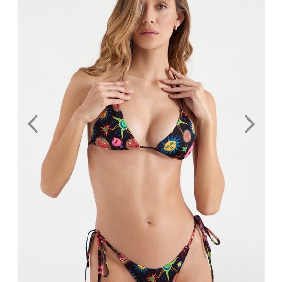 NWT OneOne Swimwear Bikini SET Sunray Black Print Space New Ariel Zodiac Pattern - Picture 7 of 14